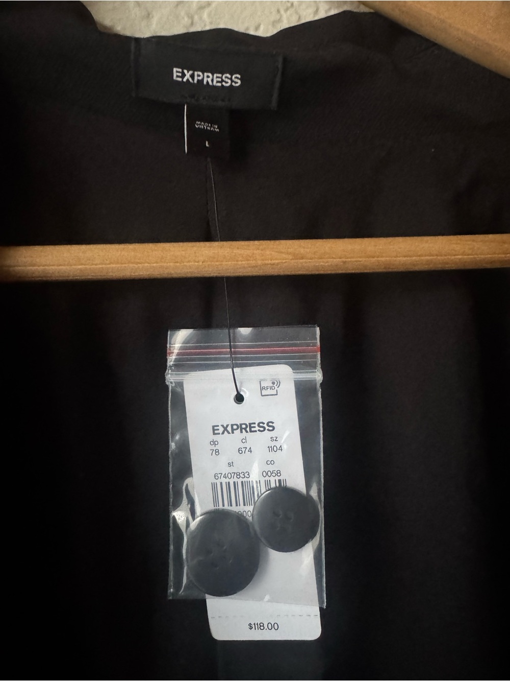 Large Express Black oversized Blazer with Spare Buttons - Picture 2 of 2